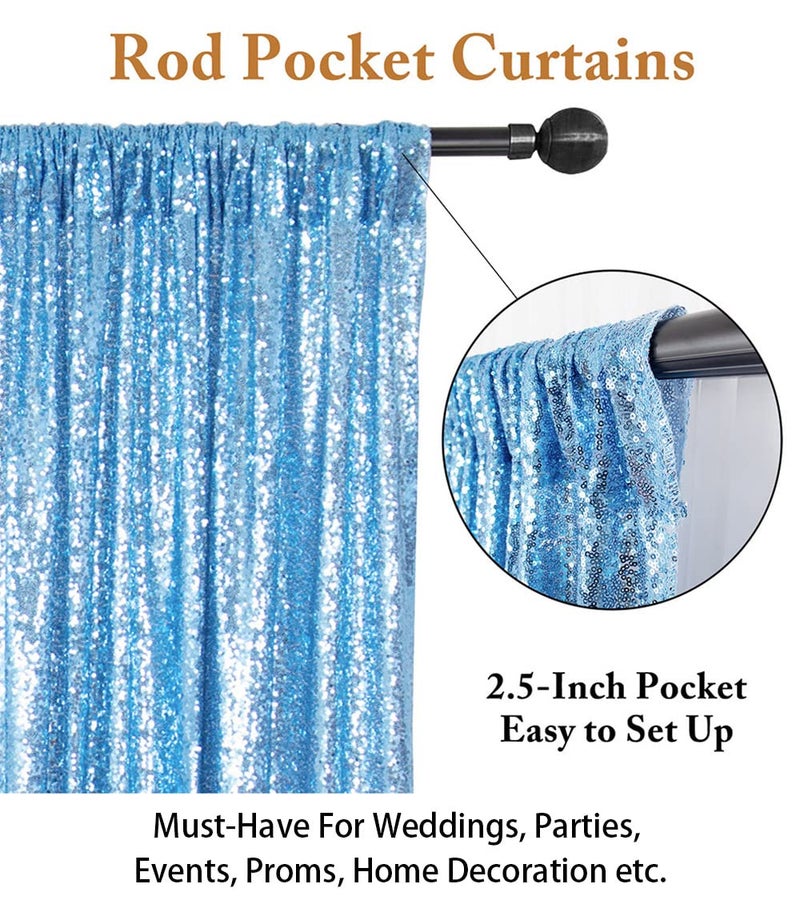 ShiDianYi 4FTX6FT-Baby Blue-Sequin Photo Backdrop,Party/Prom Photography Background,Wedding Photo Booth, Glitter Backdrop for Birthday Party Baby Shower - Image 4